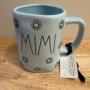Rae Dunn Light Blue Mimi mug with daisies